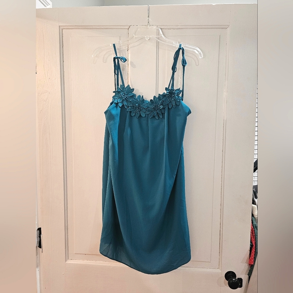 Shop Impressions M Teal Flower Mini Dress